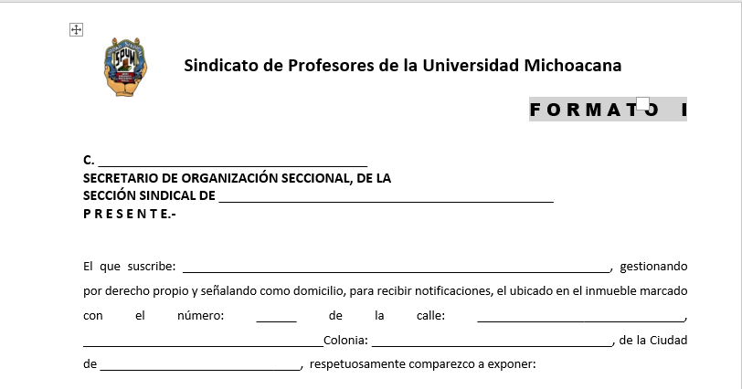 Formato de Afiliación al SPUM